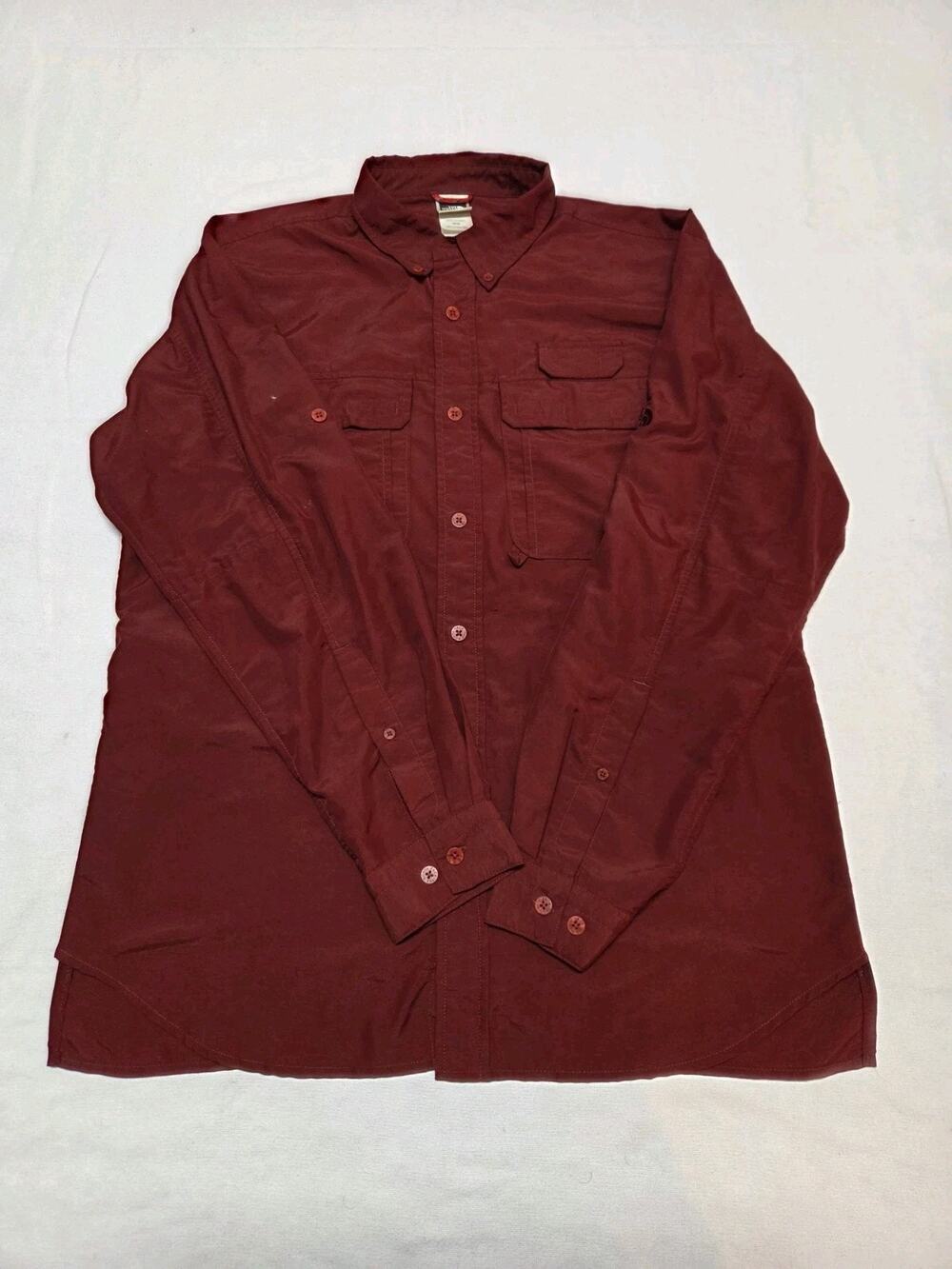 the north face long sleeve shirt Mens Button-Up Burgundy Size M Light Weight